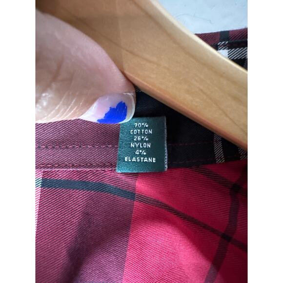 Lauren Ralph Lauren Red Black Plaid Button Down Long Sleeve Size L Dress Shirt - Picture 6 of 7